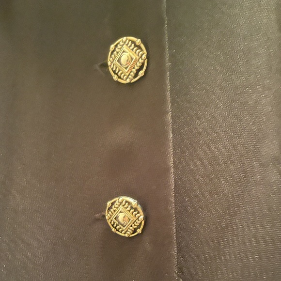 Vintage Desiree Womans Black Button Down Short Sleeve Collared V Neck Midi Dress - Picture 8 of 10